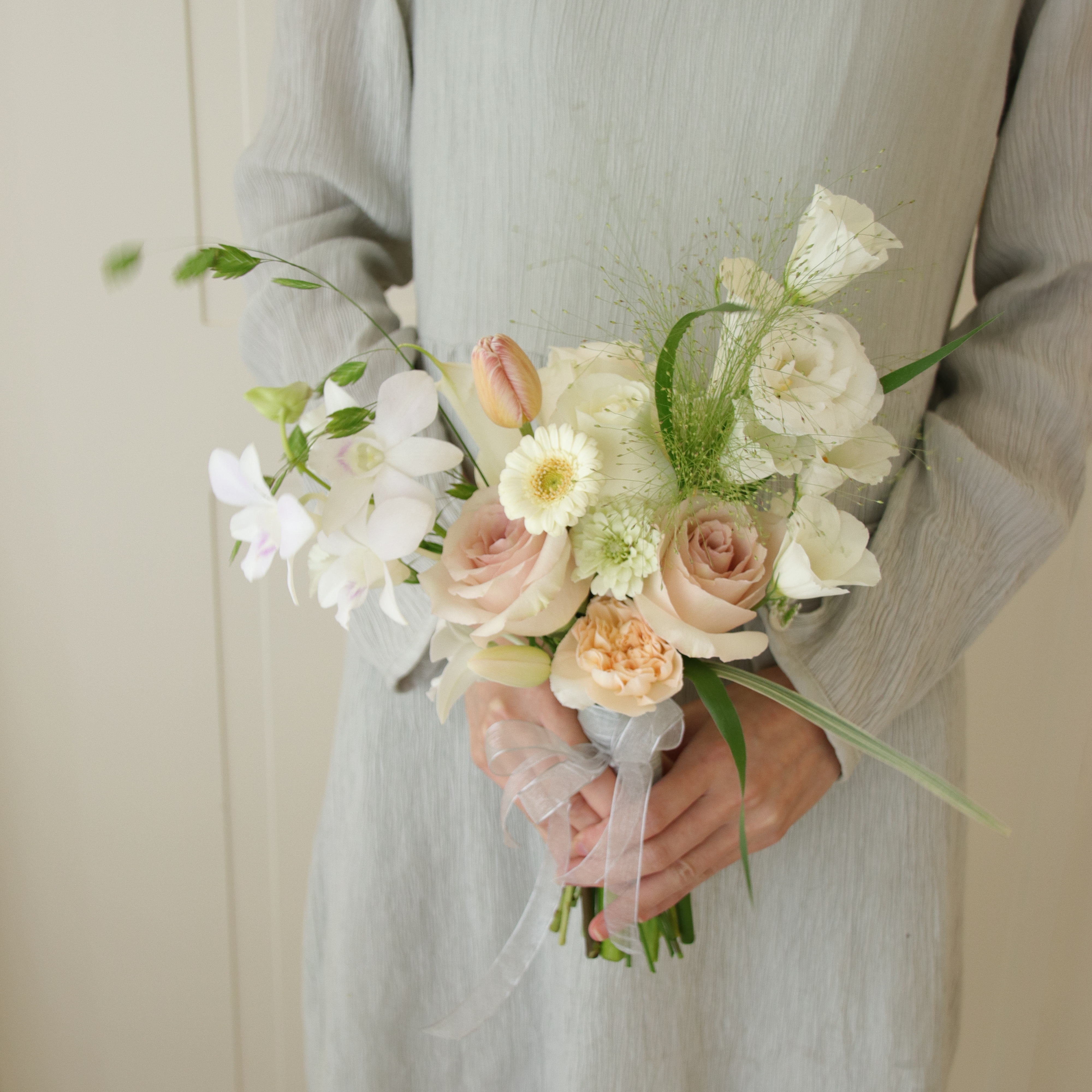 Wedding bouquet 淡色系典雅粉捧花 Size M