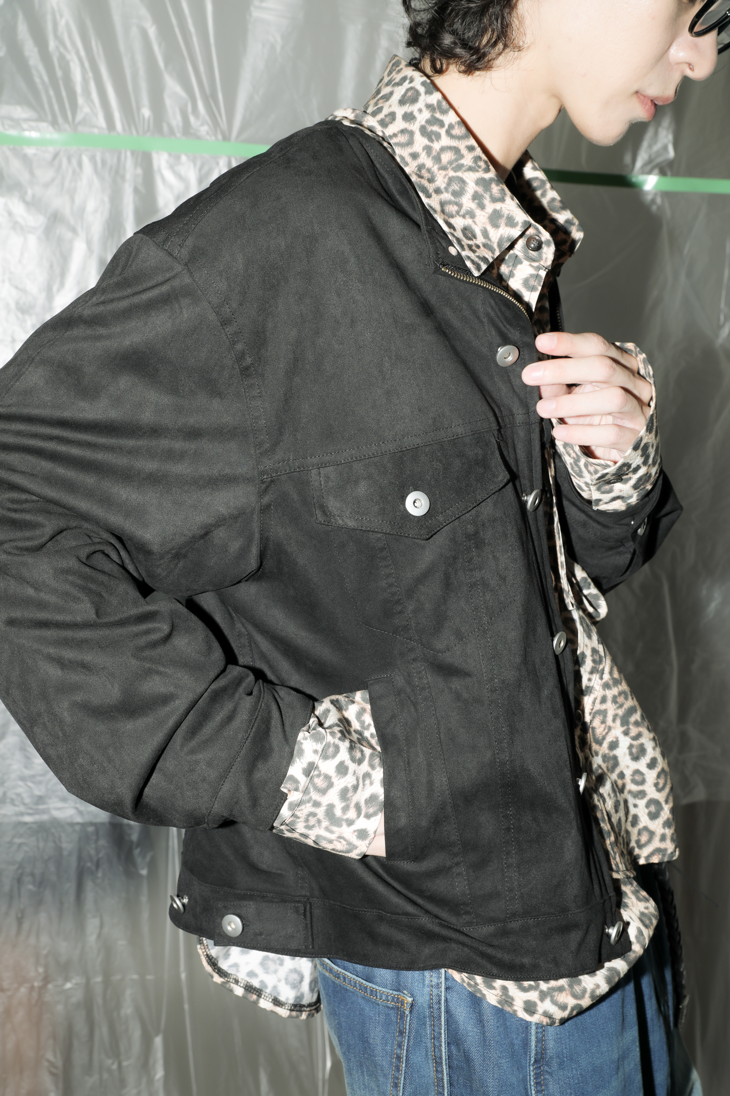 Collarless Suede Jacket #外套