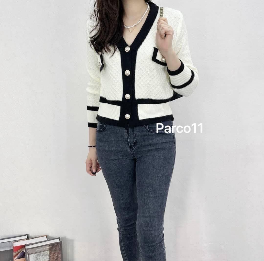 【氣質優雅的小香風珍珠釦針織外套】(現貨)