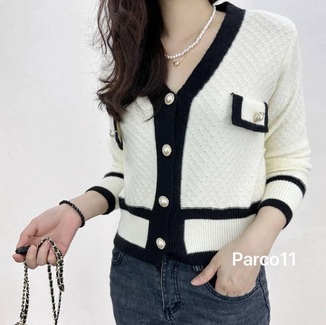 【氣質優雅的小香風珍珠釦針織外套】(現貨)