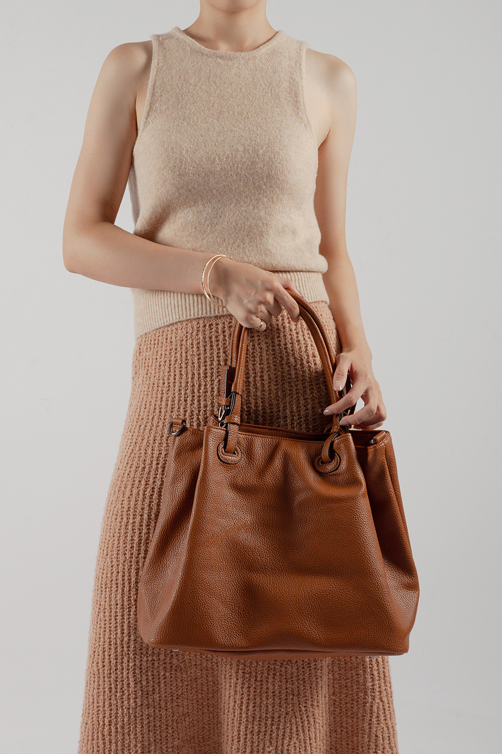 HEX 仿真皮大托特包 棕色