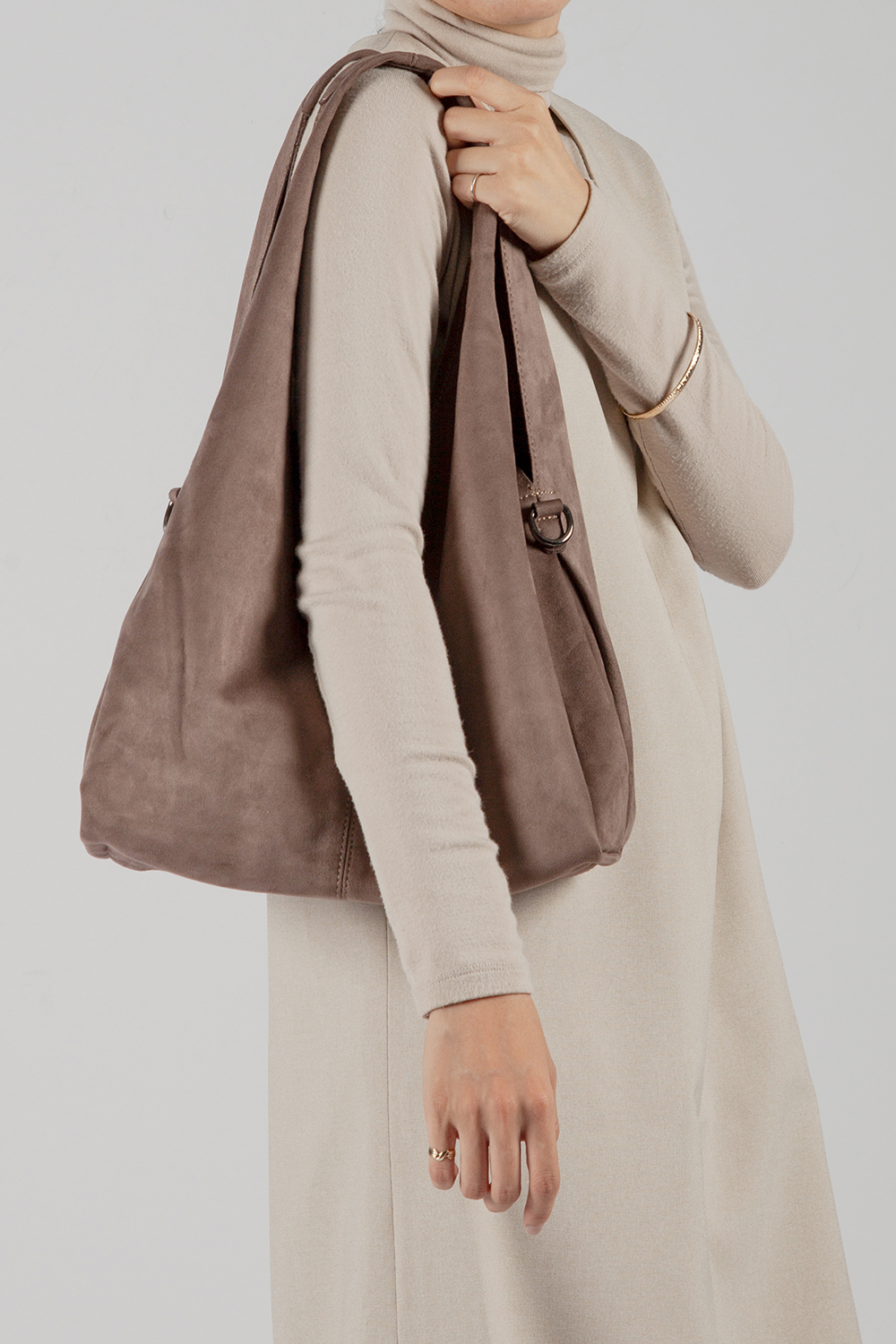 LUNA 柔軟御飯糰肩背包 灰褐