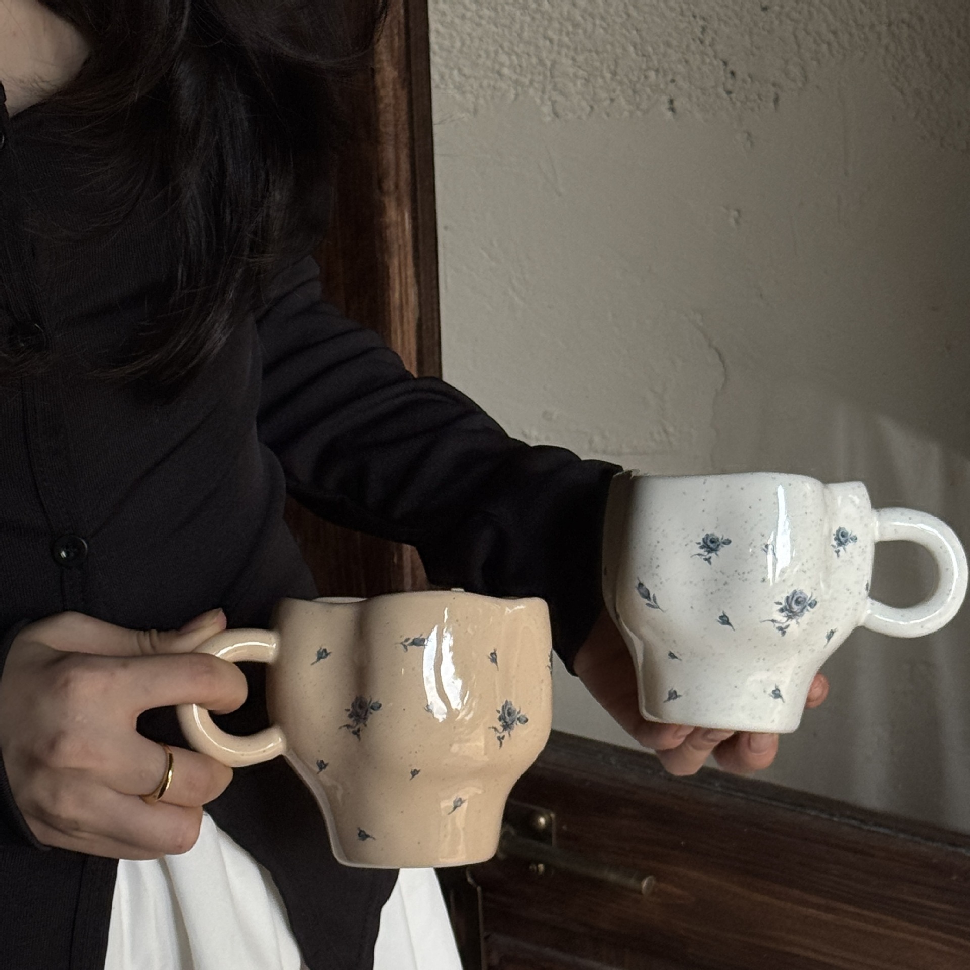 《6281》法式玫瑰不規則陶瓷馬克杯(250ML)