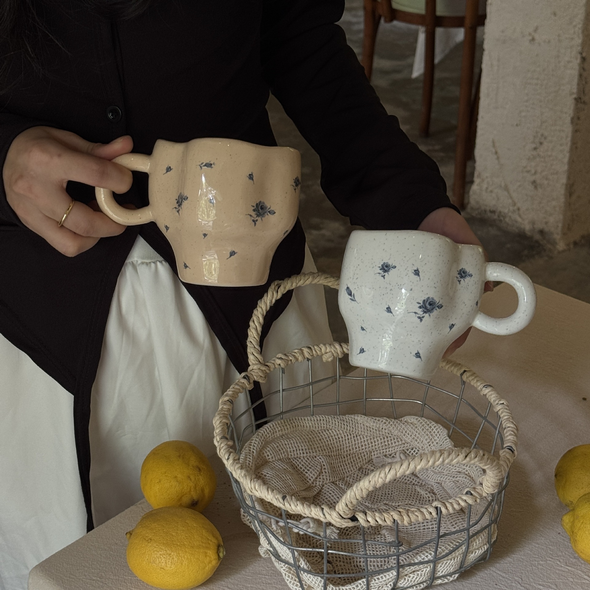 《6281》法式玫瑰不規則陶瓷馬克杯(250ML)