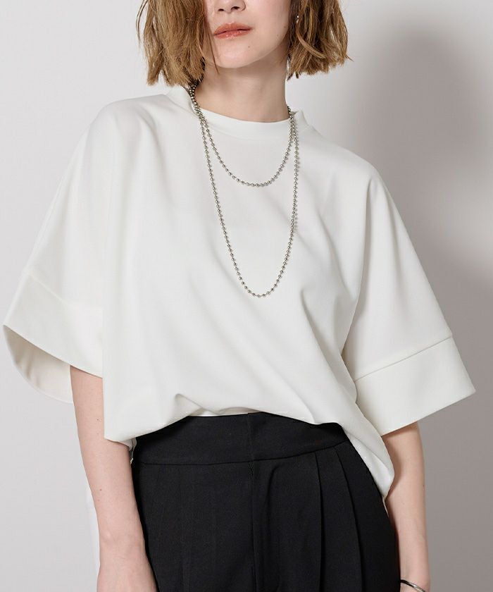 ur’s カットジョーゼットボックスシルエットトップス米白M（BGXU1867）