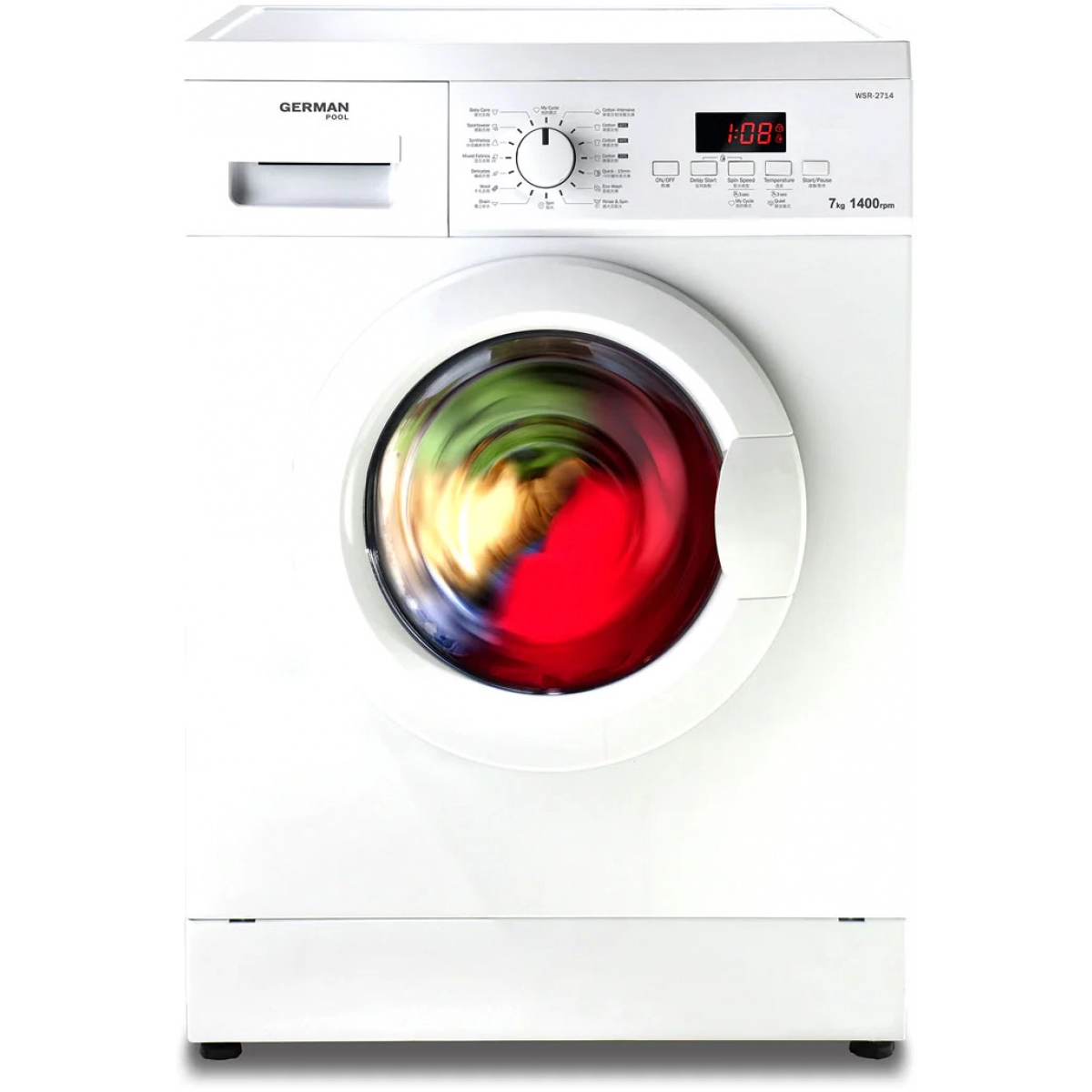 德國寶 German Pool   WSR-2714‧7公斤/1400轉‧變頻前置式洗衣機-香港行貨-原廠1年全機保養‧
