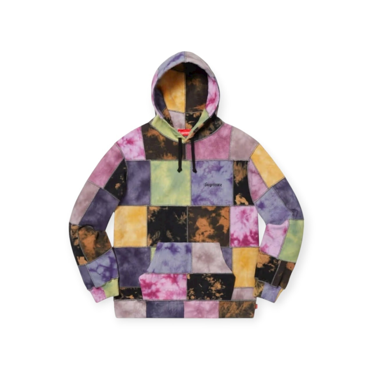 SUPREME 19SS PATCHWORK TIE DYE HOODED SWEATSHIRT