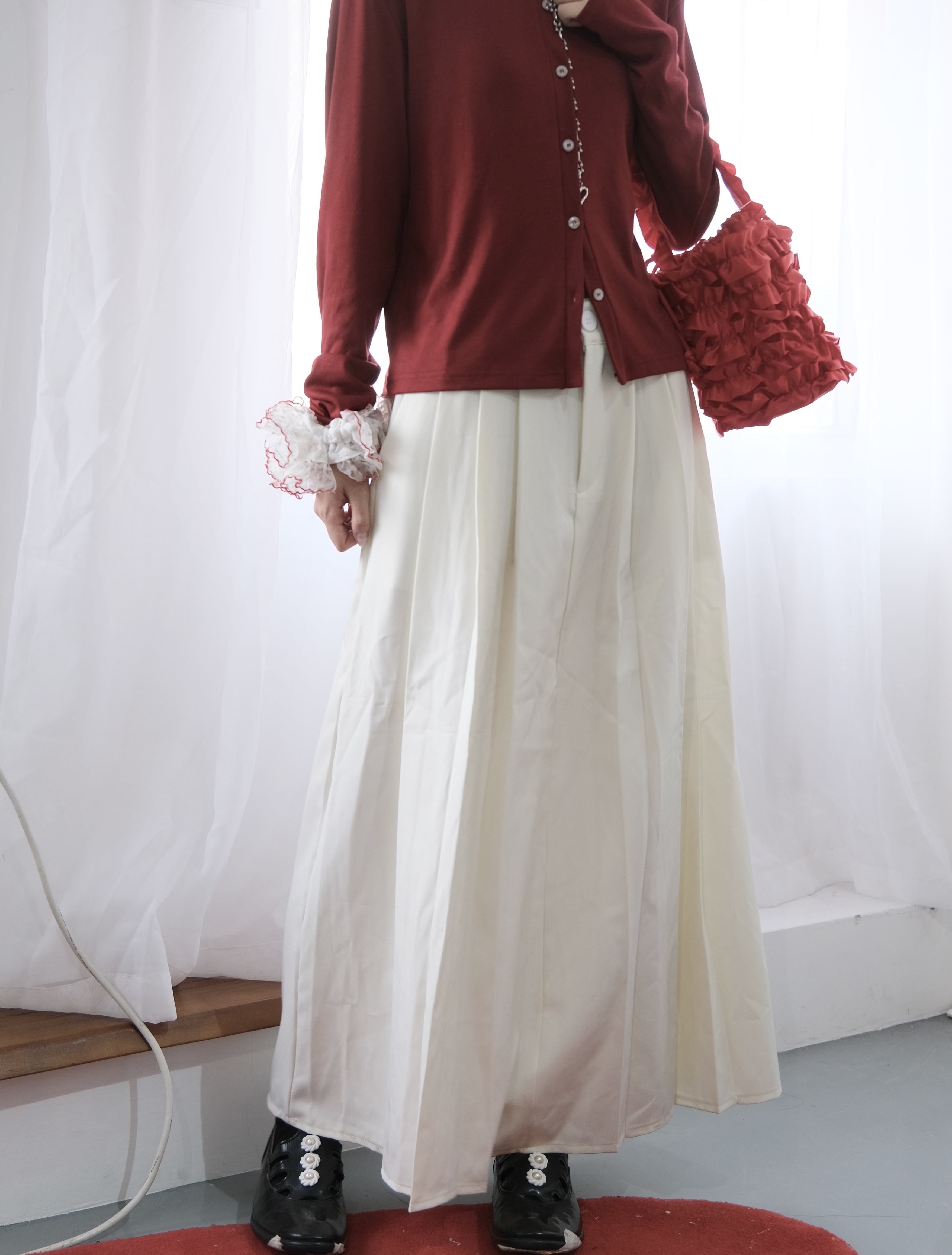 [兩色入]薄西裝料百摺sk(Ivory）