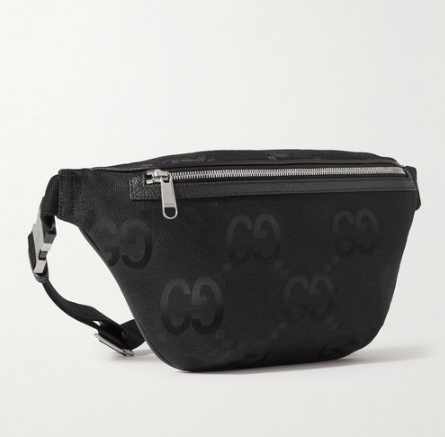[E] GUCCI BLACK JUMBO GG BELT BAG, 696031FABRP-1000 (EGC120)