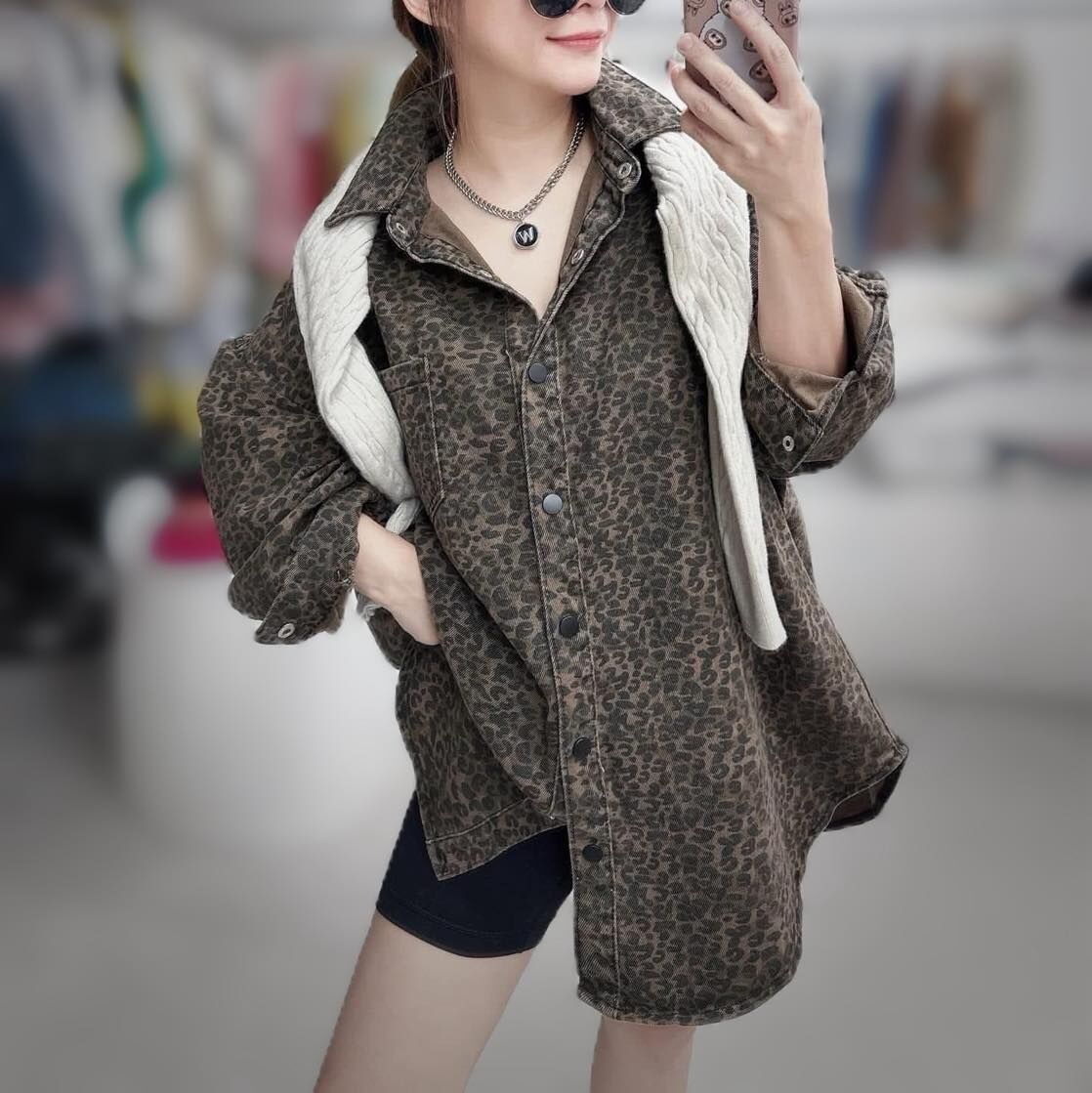 【質感超好的挺版豹紋襯衫】（現貨）