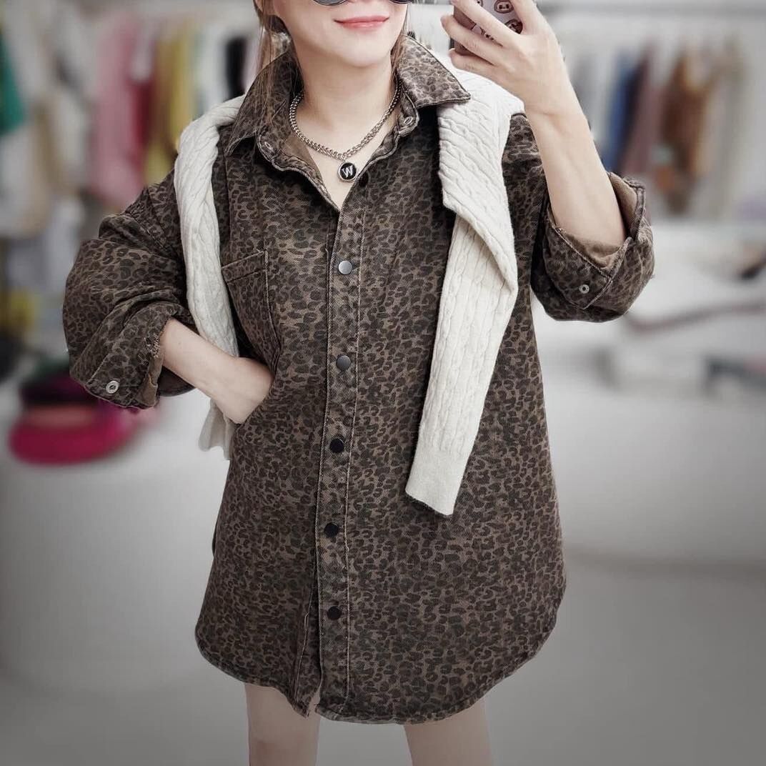 【質感超好的挺版豹紋襯衫】（現貨）