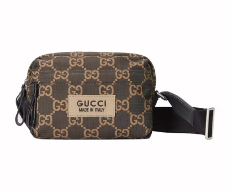 [E] GUCCI EBONY/BEIGE GG RIPSTOP CROSSBODY BAG, 767931FACPK-9442 (EGC124)