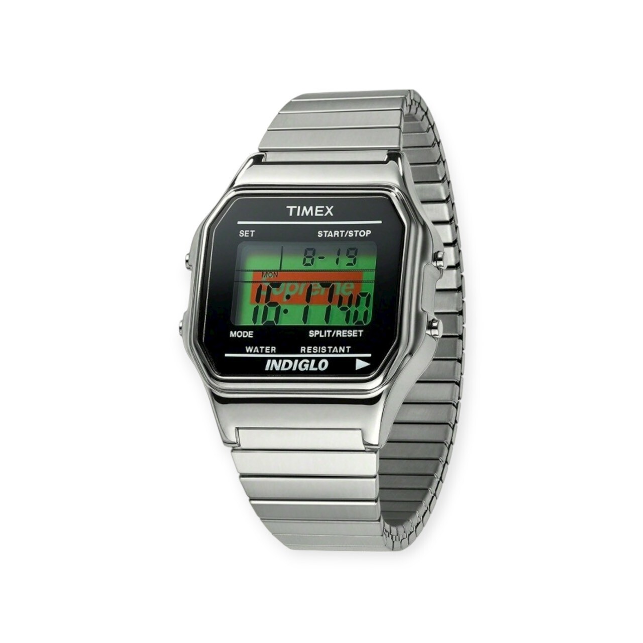 SUPREME 19FW TIMEX DIGITAL WATCH SILVER