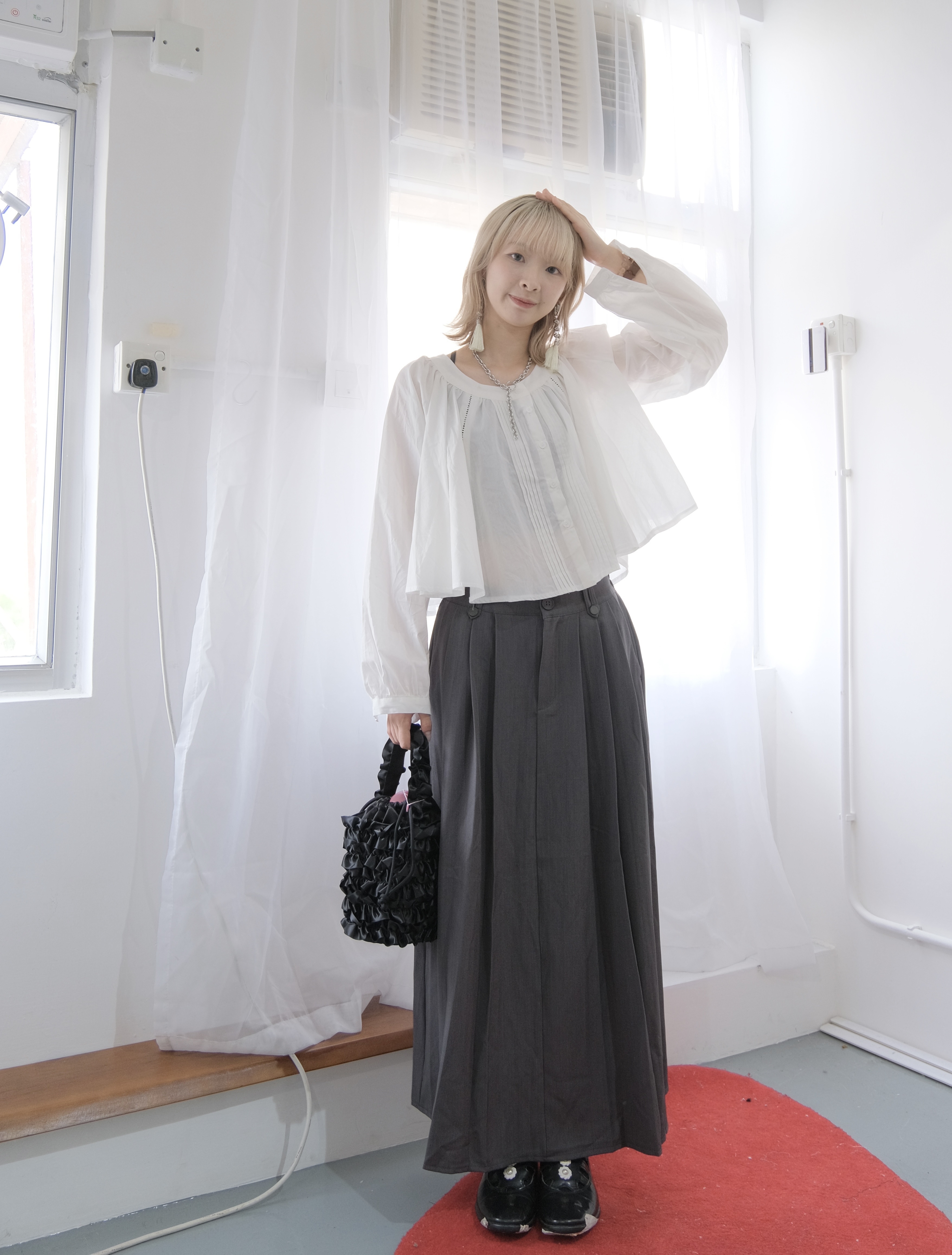 [兩色入]薄西裝料百摺sk(Dark grey）