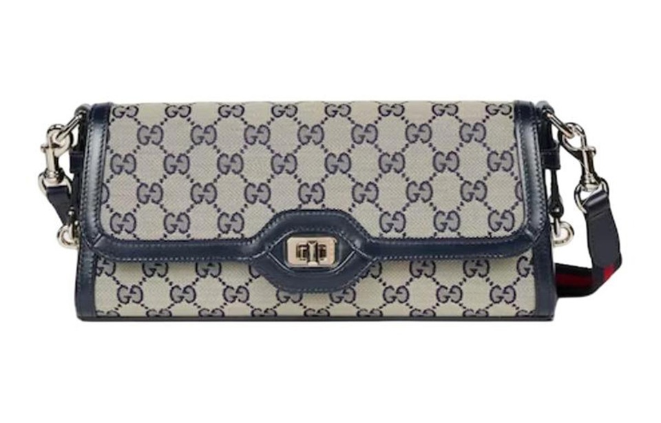 [E] GUCCI BEIGE/BLUE CANVAS WITH LEATHER BINDING CROSSBODY BAG, 786027FADAC-8559 (EGC20)