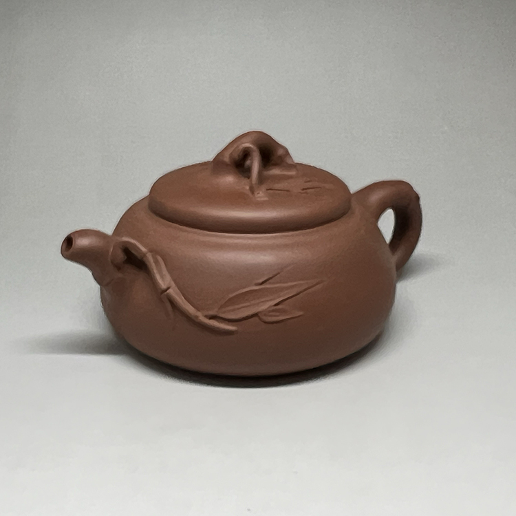 茶香自在】1990年代竹節紅泥壺宜興紫砂壺210 c.c.