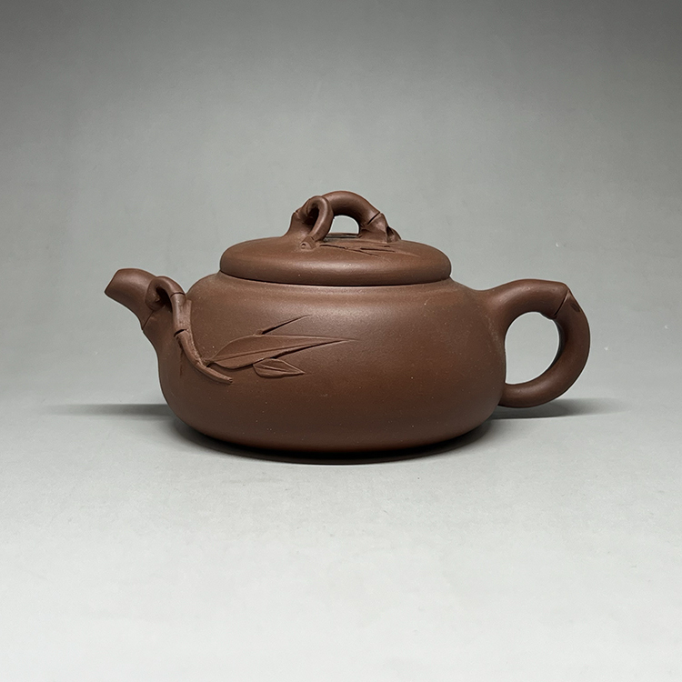 茶香自在】1990年代竹節紅泥壺宜興紫砂壺210 c.c.