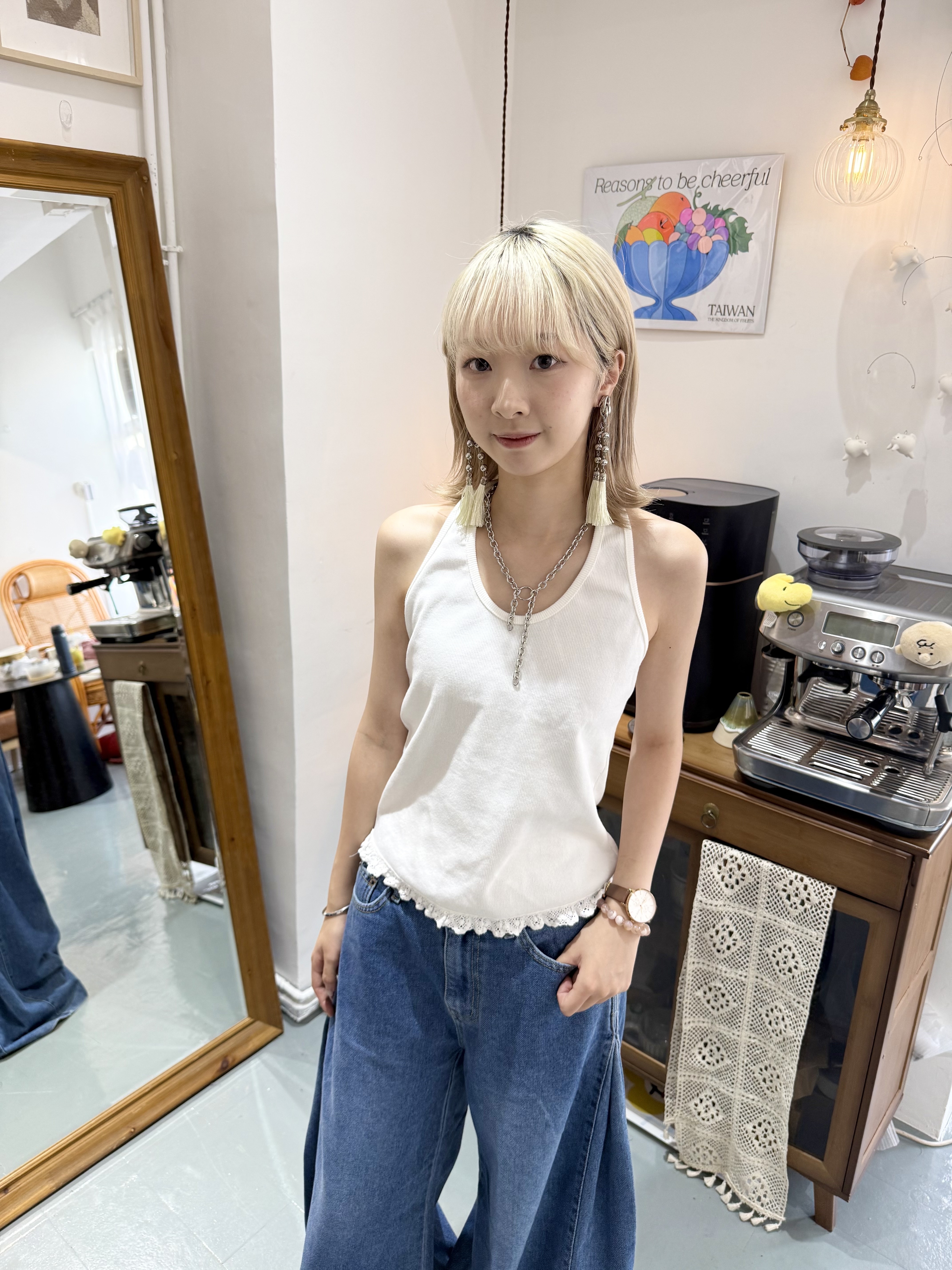 掛頸木耳邊背心