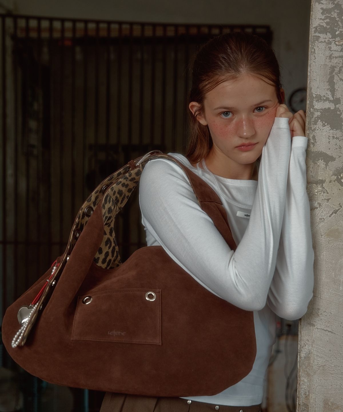 LETERIE Suede Buckle Reversible Shoulder Bag