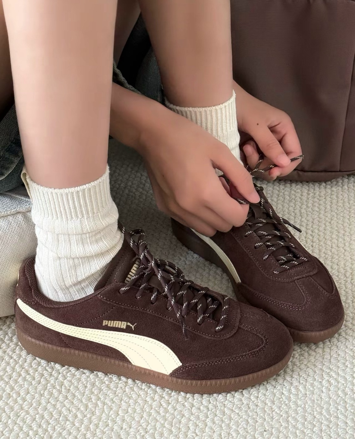 PUMA 9-T SUEDE 摩卡奶油 咖啡色 棕色  米色 焦糖底 女鞋 406756-01