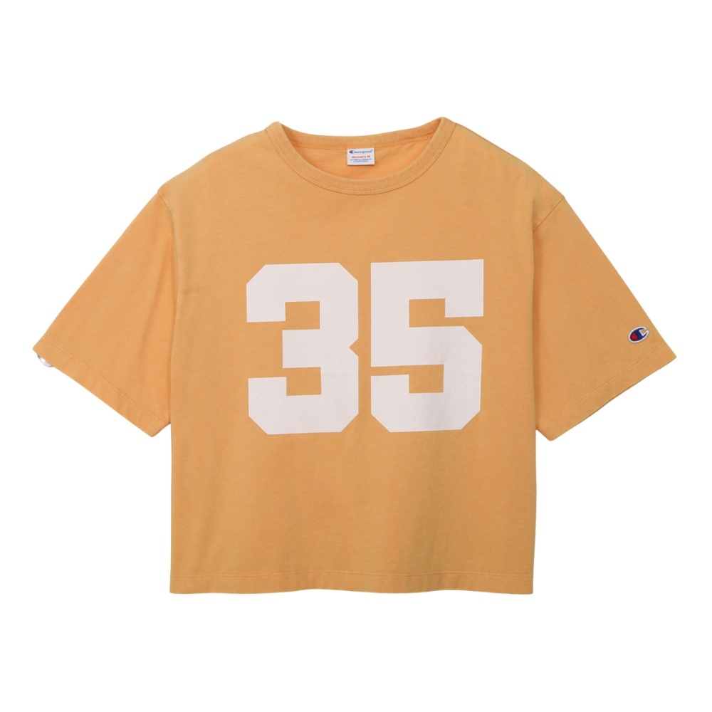 女款-CASUAL 寬版印花短版短袖TEE-橘色（CW-C303-453）