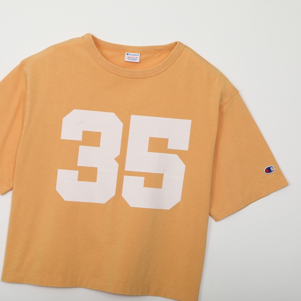 女款-CASUAL 寬版印花短版短袖TEE-橘色（CW-C303-453）