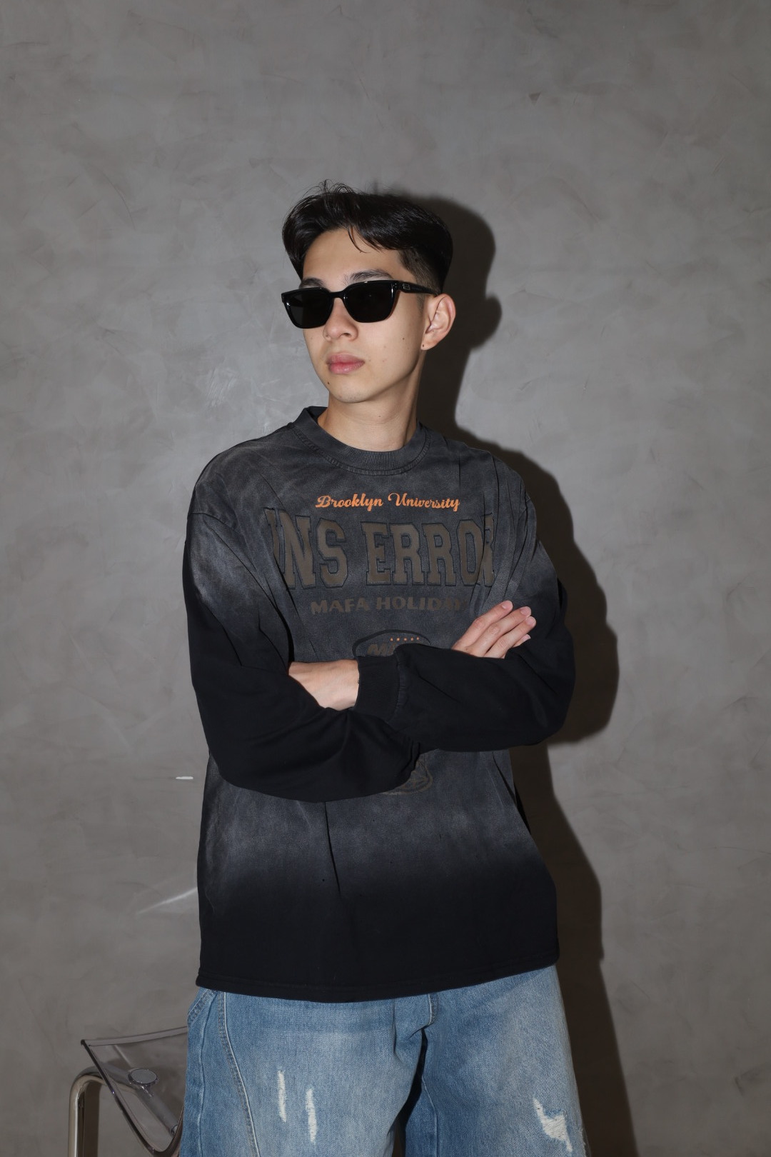 美式水洗假兩件上衣