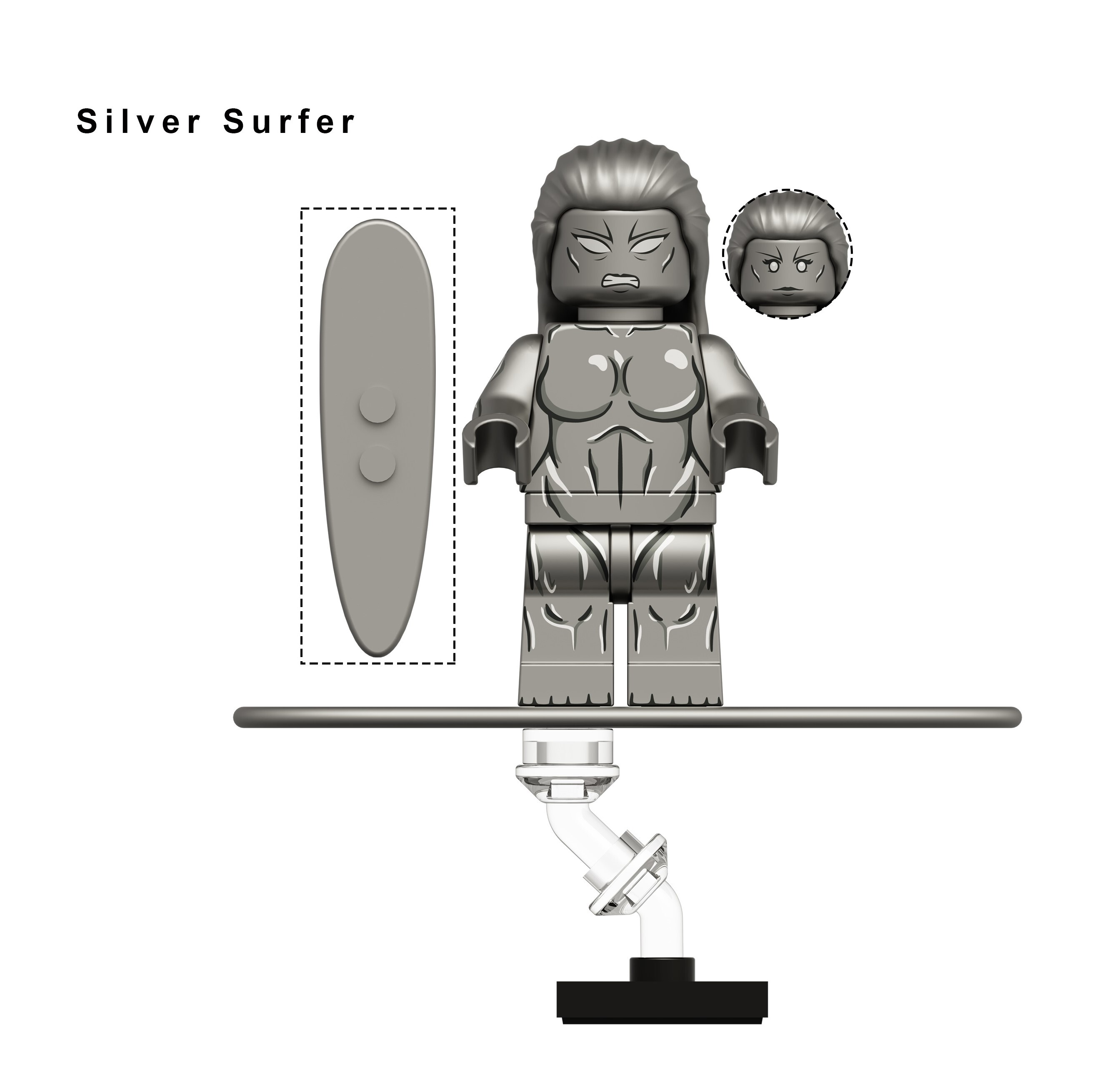 The Fantastic Four Female Silver Surfer Custom Minifigures Minifigs Fit Lego KDL847 K2303