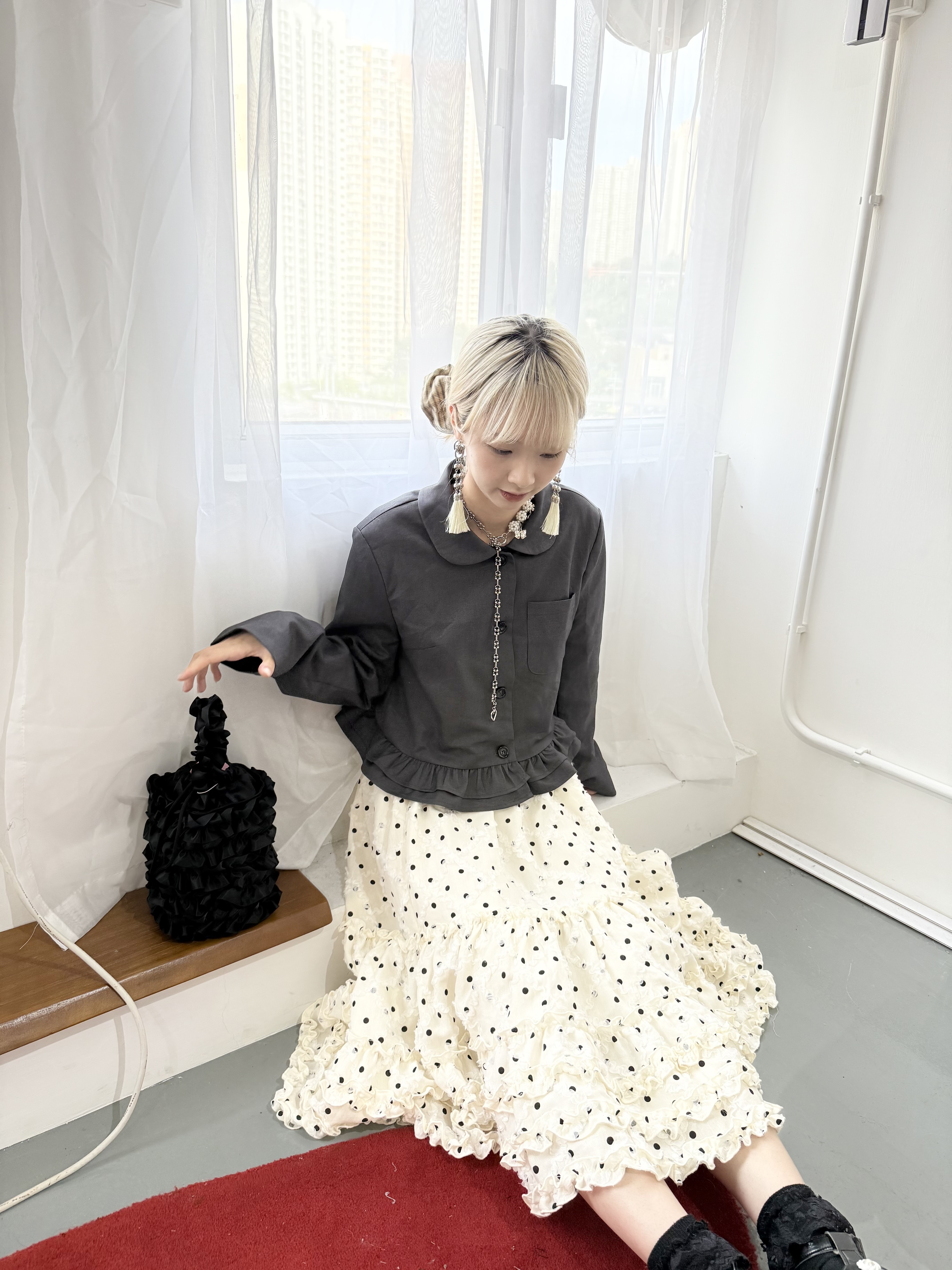 Ruffle邊娃娃領西裝外套