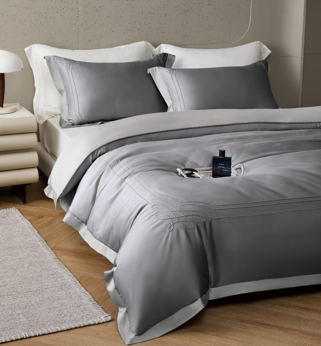 120支頂級天絲四季被床包枕頭套四件組 安德烈(深幽灰)