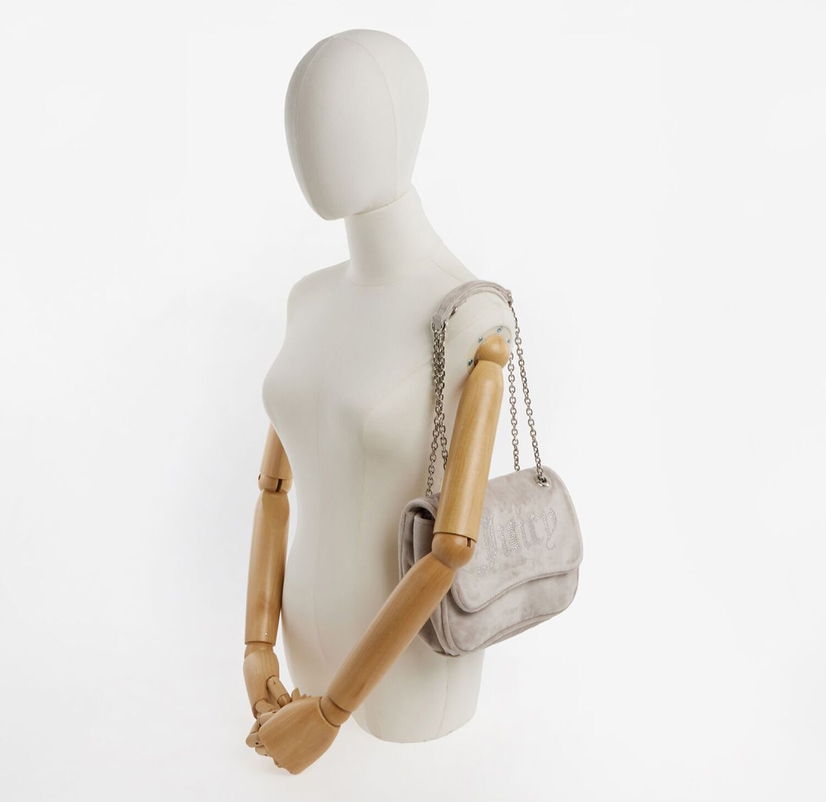 英國代購 (獨立訂單)-JUICY COUTURE Grey Velvet Cross Body&nbsp;Bag