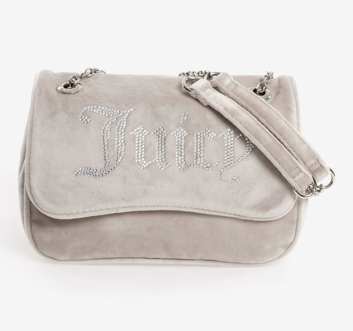 英國代購 (獨立訂單)-JUICY COUTURE Grey Velvet Cross Body&nbsp;Bag