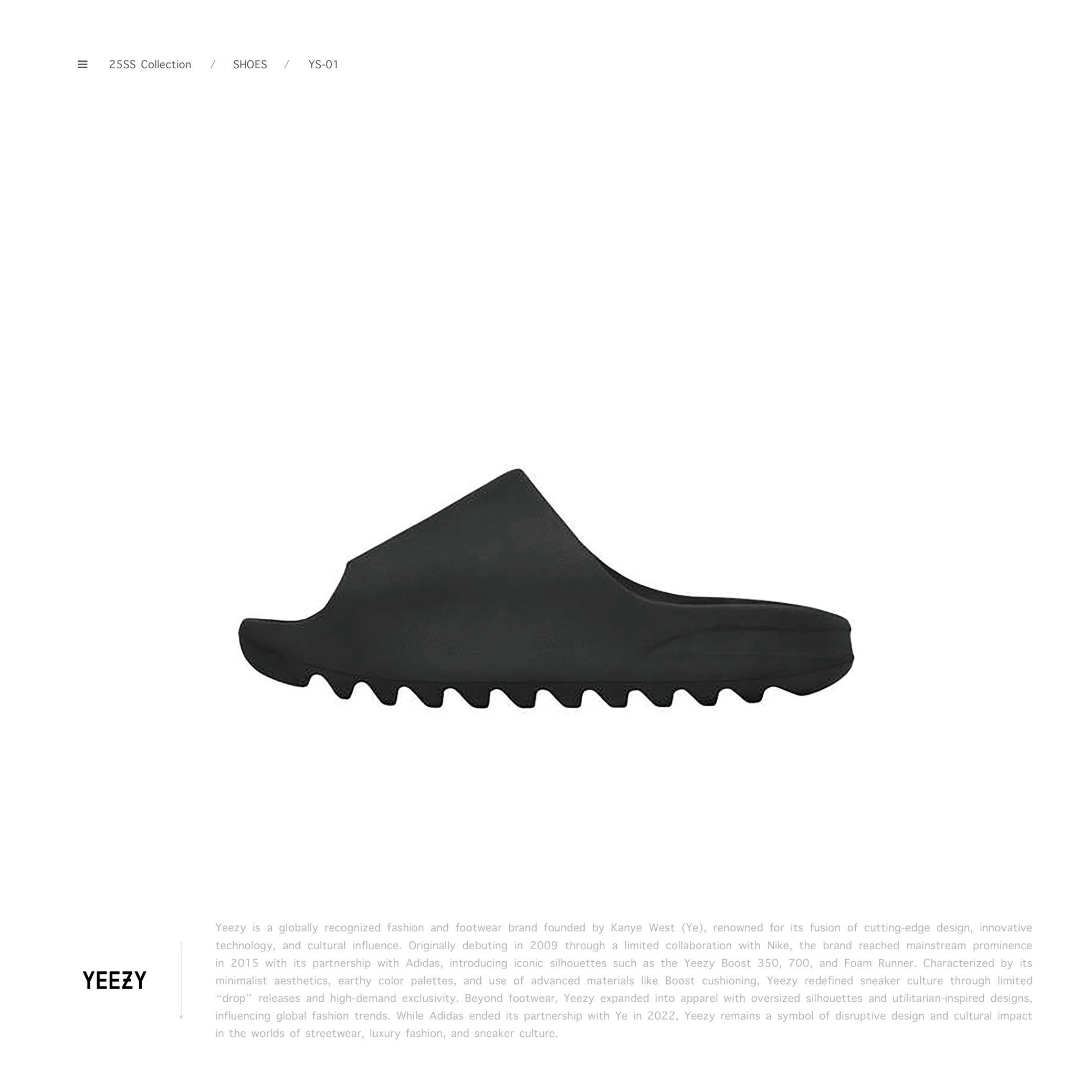 [ 預約販売 ] Yeezy Slider“ YS-01 “
