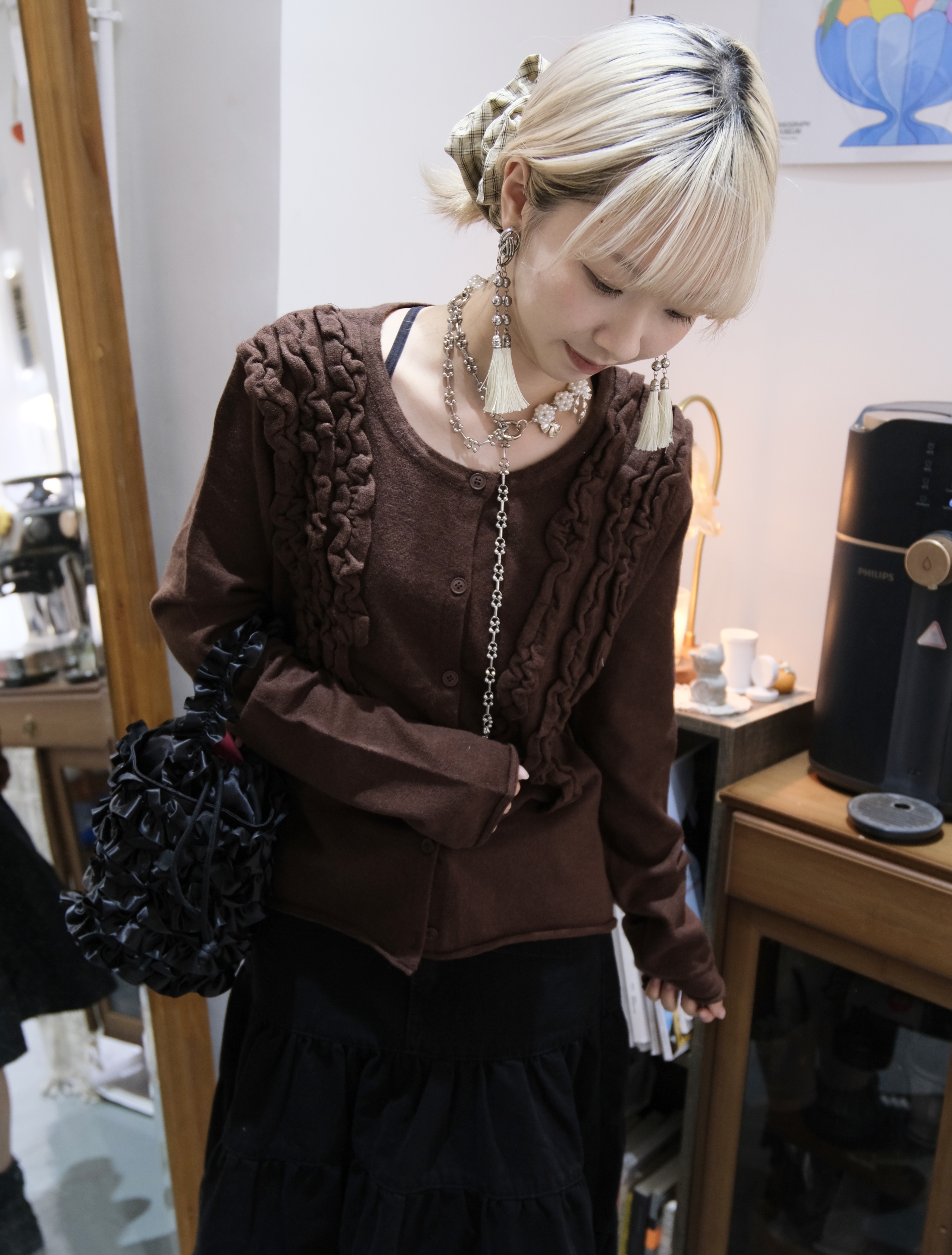 摺摺花紋捲邊外套