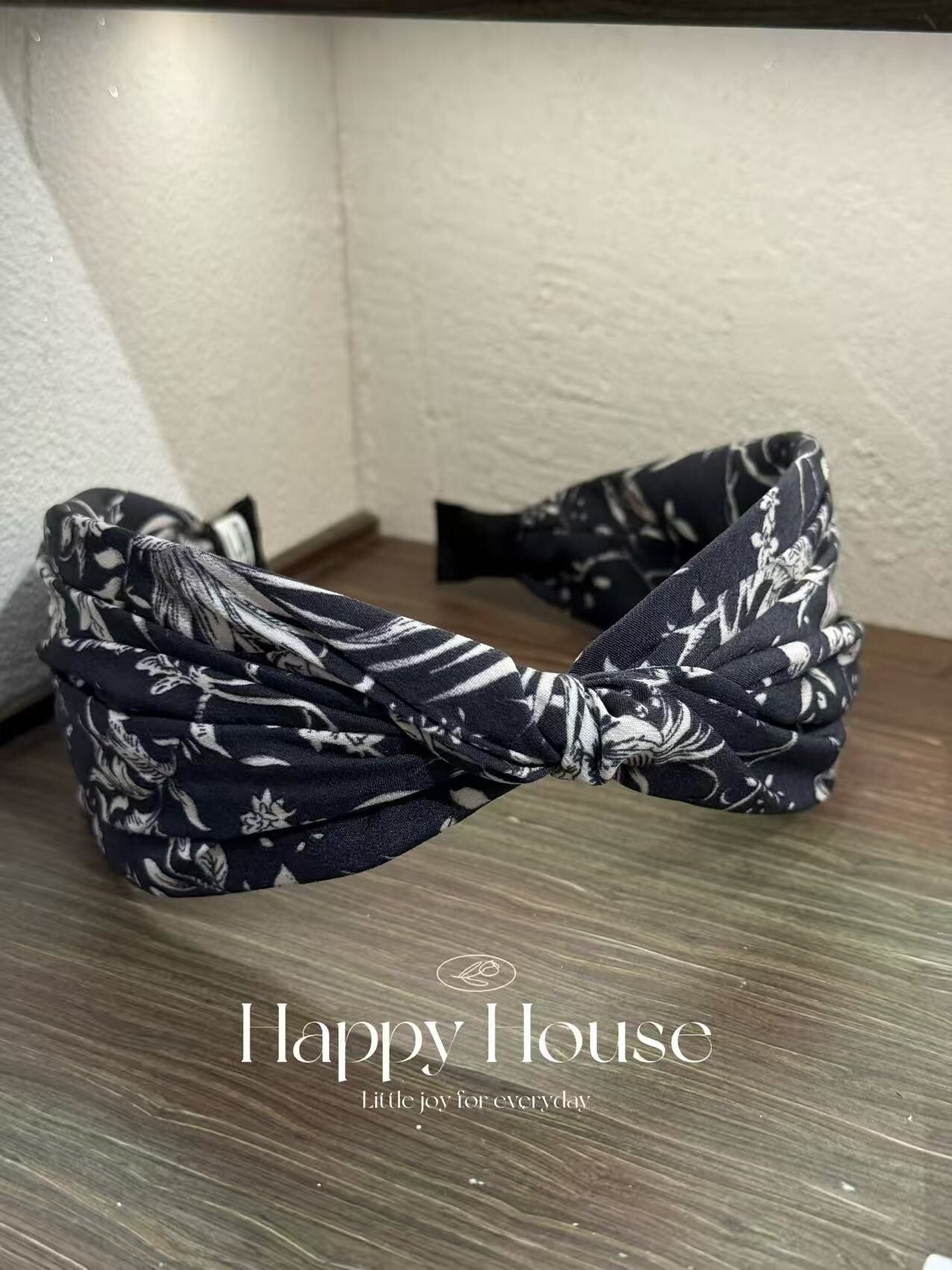 黑色碎花布藝頭箍