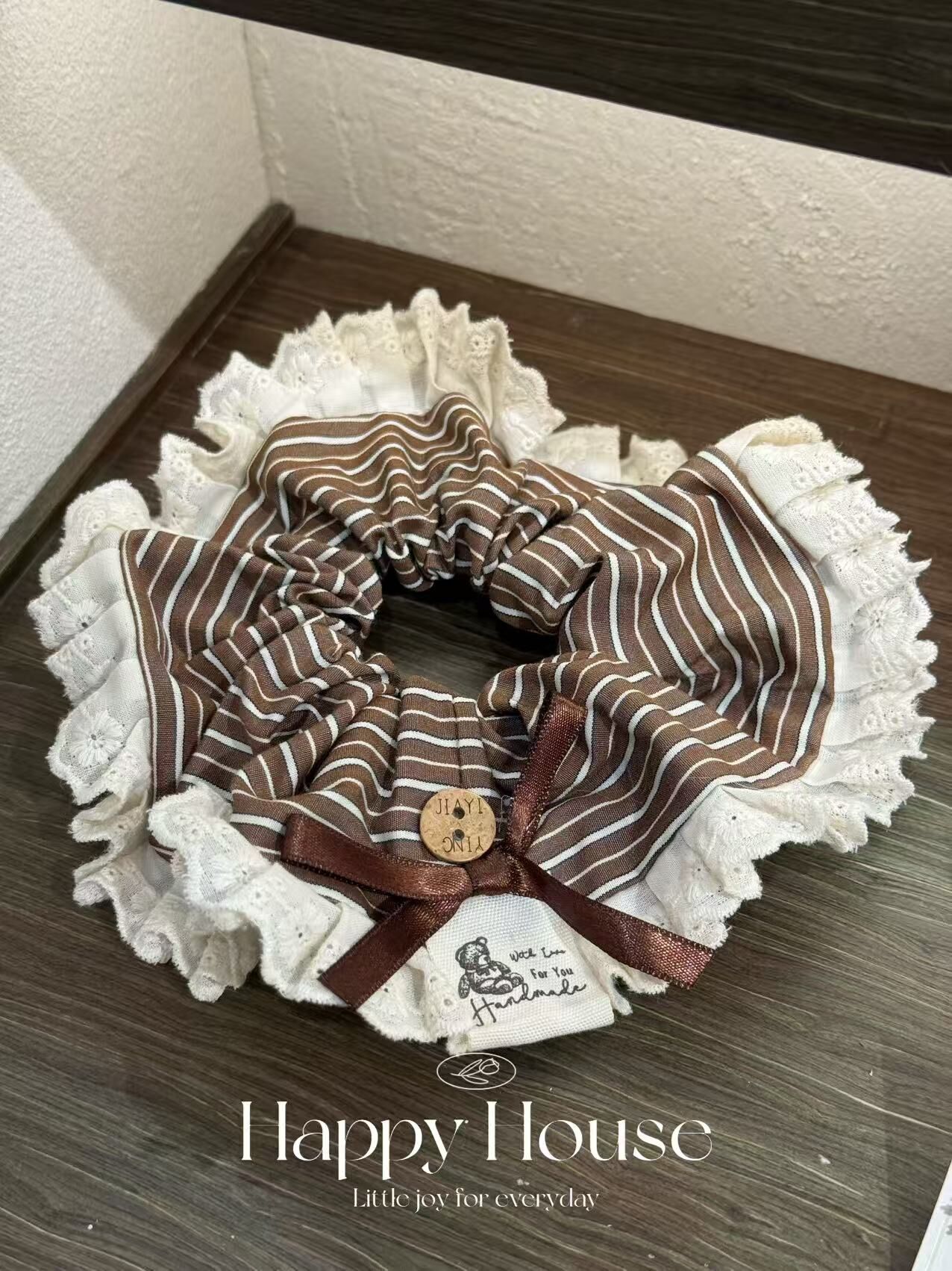 啡色間條通花橡筋