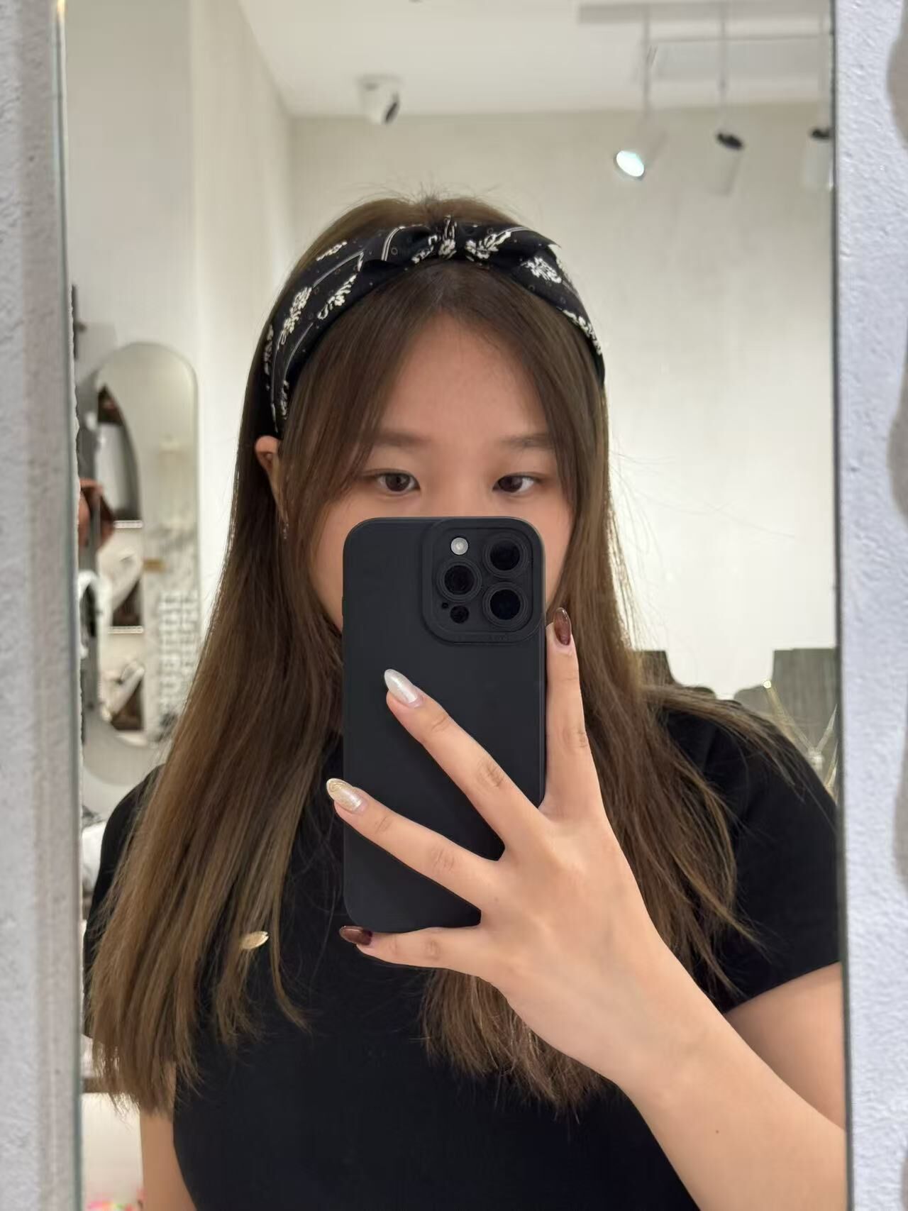 三色碎花條紋布藝頭箍