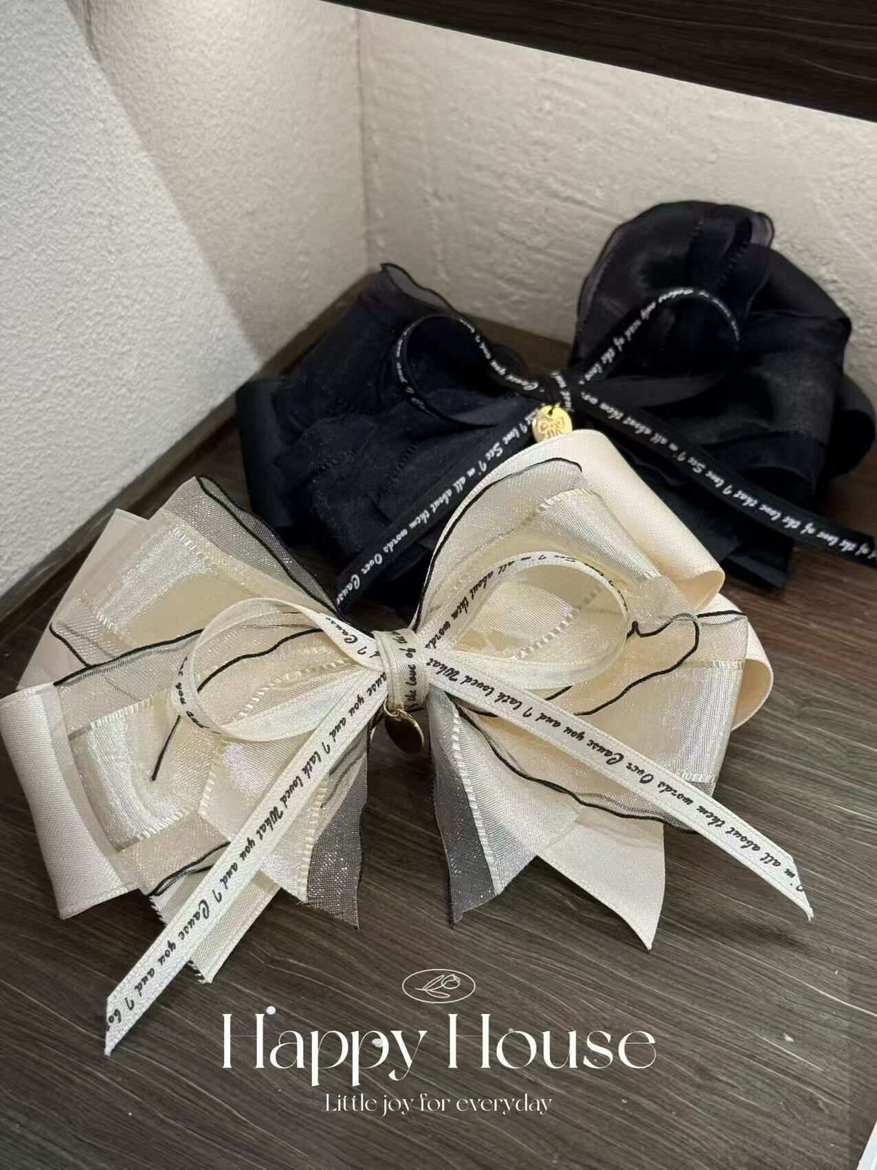 兩色拼布絲帶蝴蝶結彈弓夾