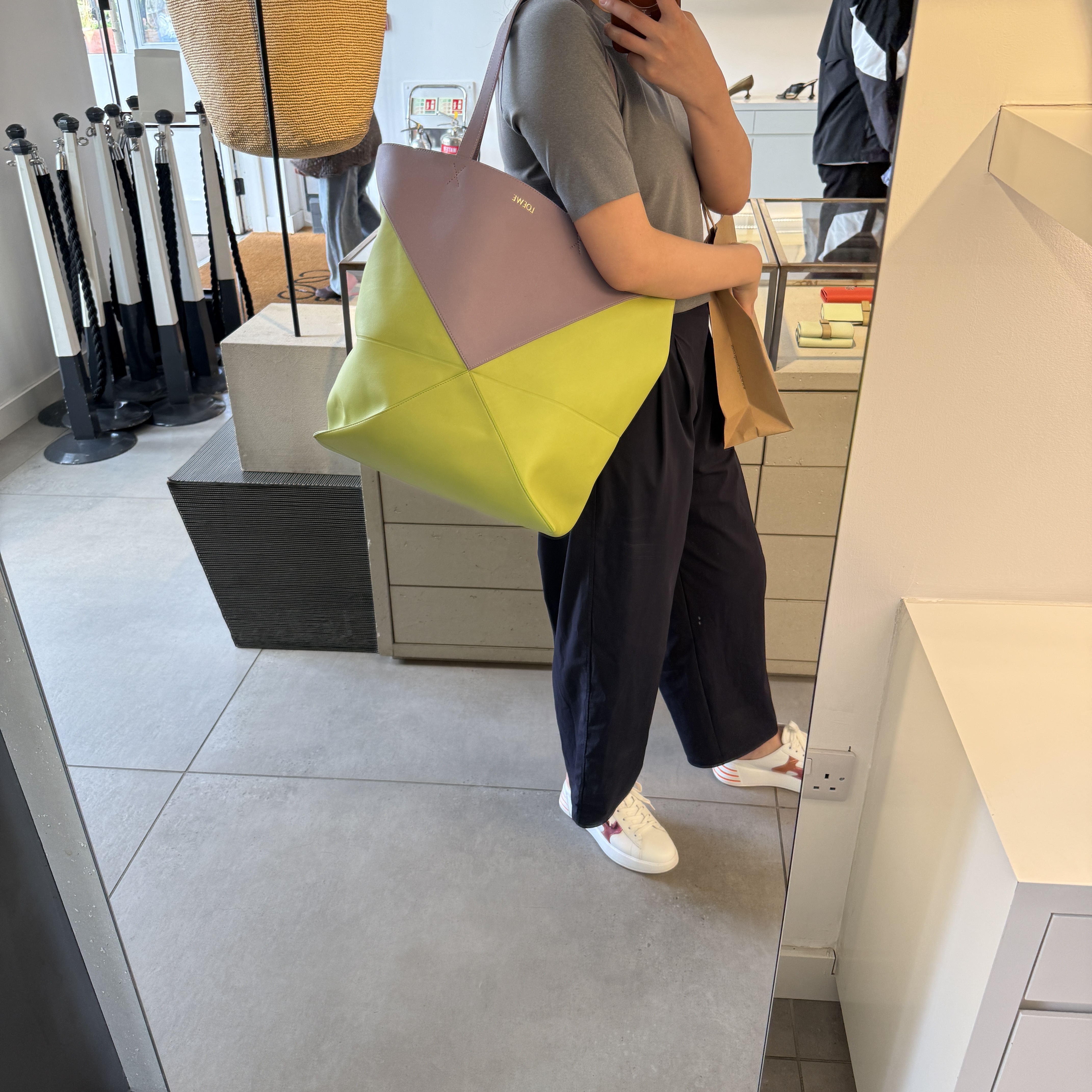 Loewe Puzzel Fold Tote XL Bag Mauve Green