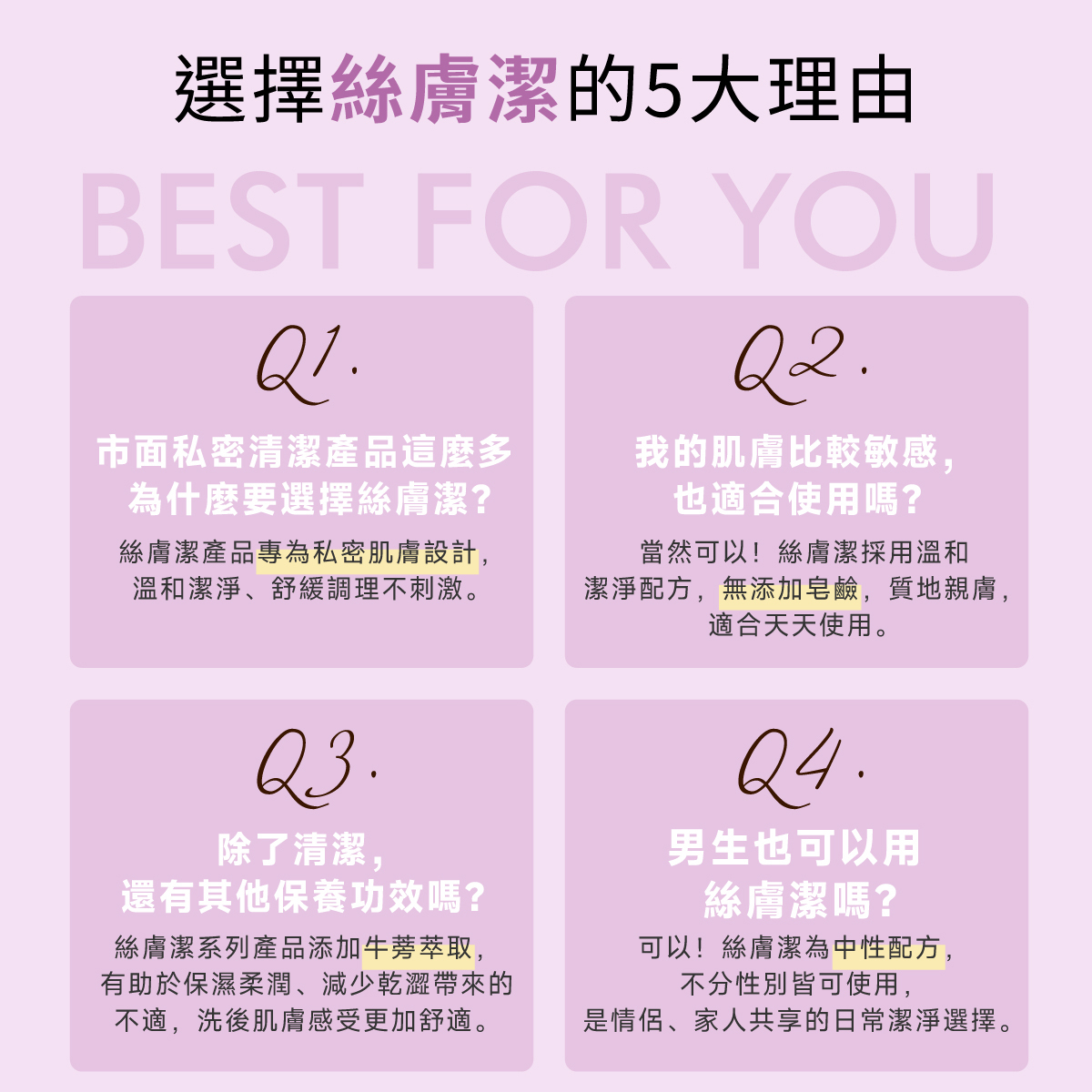絲膚潔為中性配方,不分性別皆可使用,是情侶、家人共享的日常潔淨選擇