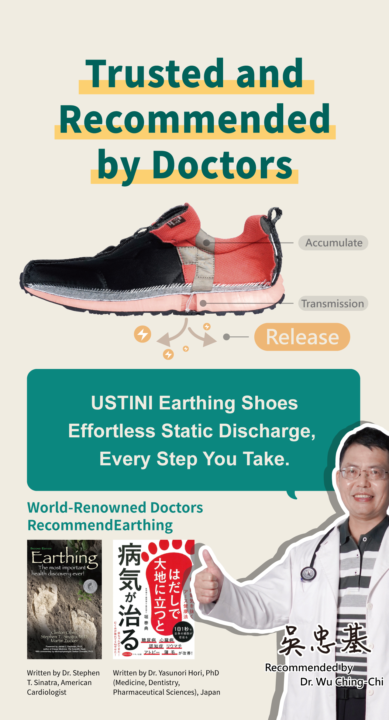 USTINI Earthing Shoes doctor recommended
