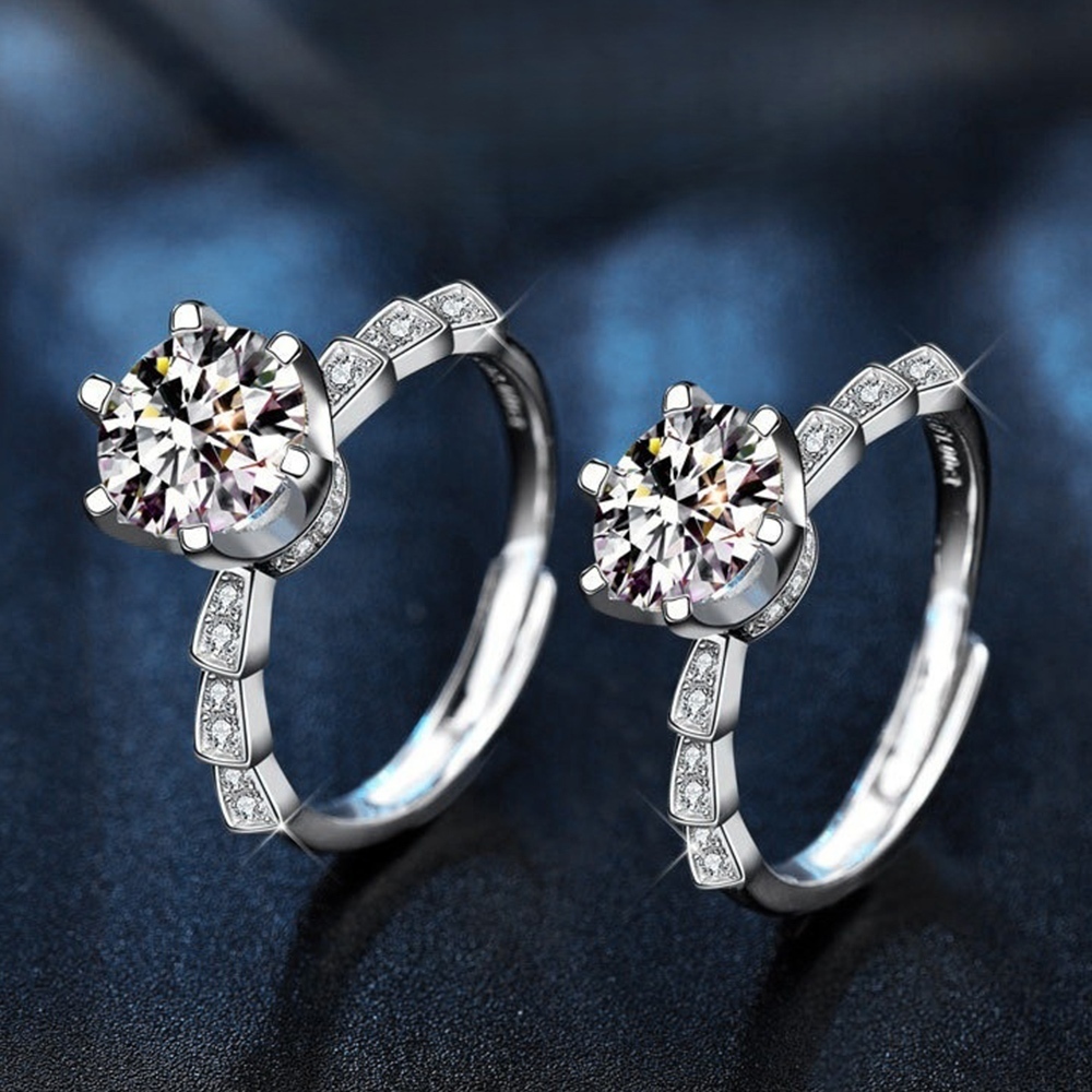 飾品 戒指 純銀戒指 六爪戒指 莫桑鑽 一克拉戒指 竹節戒指 開口戒指 求婚戒指 婚戒 指戒 尾戒 開口可調節 558