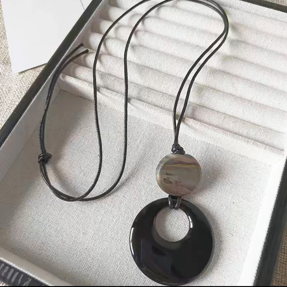 飾品 項鍊 女生項鍊 項鍊男 黑曜石項鍊 黑曜石 皮繩項鍊 新中式 穿搭配件 毛衣鏈 長項鍊 百搭 高級感 首飾 546