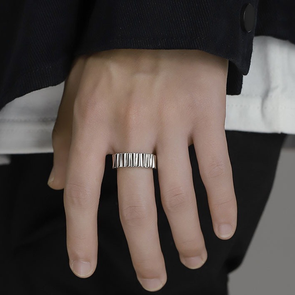 階梯戒指 純銀戒指 男生飾品 開口戒指 不規則指環 幾何手飾 銀飾 穿搭配飾 戒指男 712
