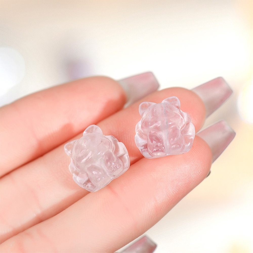 粉晶九尾狐串珠配件 狐狸DIY飾品 天然水晶 手工手鍊項鍊隔珠配飾 093