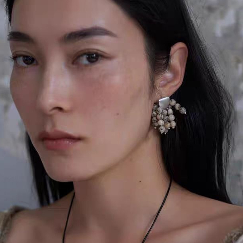 項鍊 耳環 菩提石項鍊 斑馬石耳環 流蘇項鍊 流蘇耳環 毛衣鏈 689