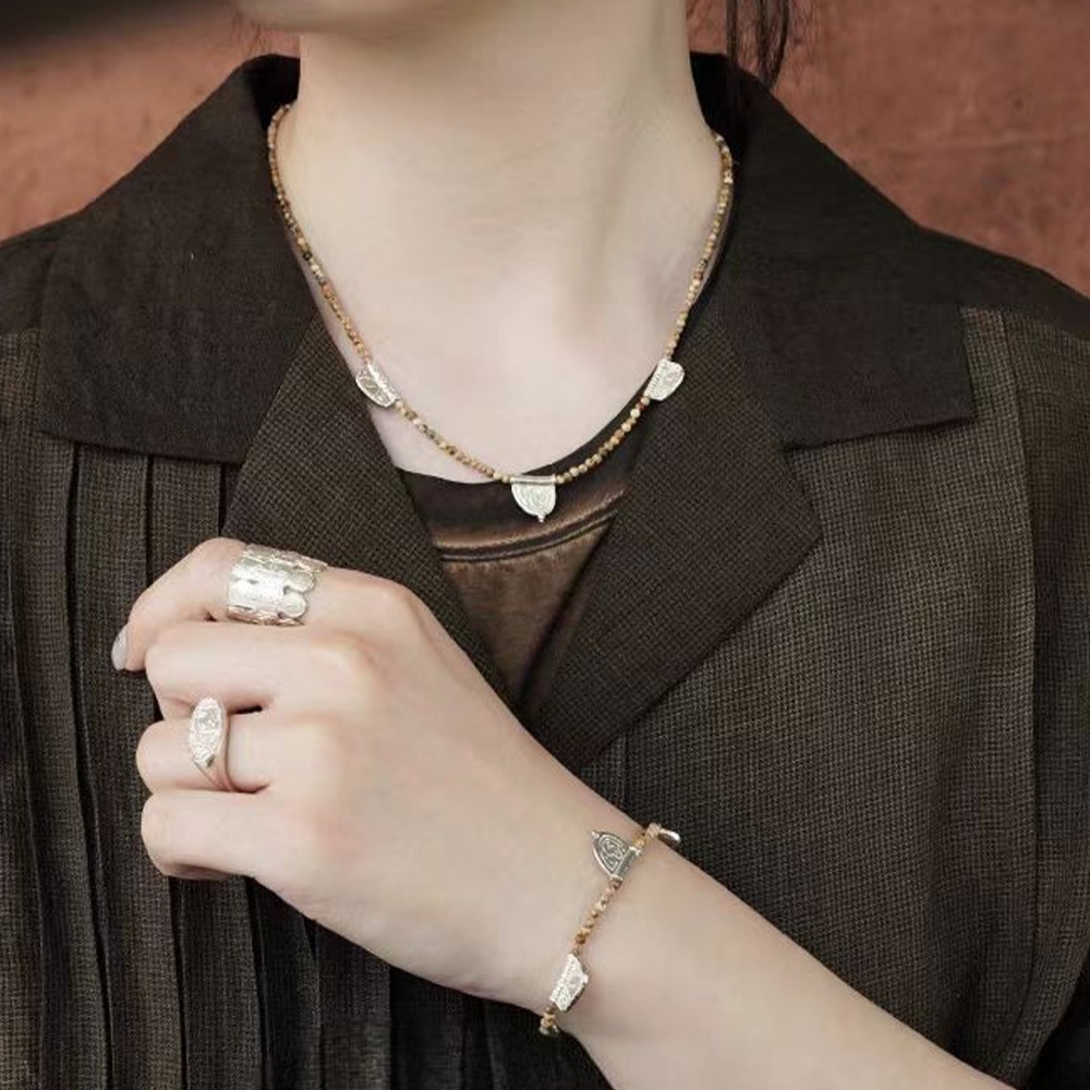 項鍊 畫圖石項鍊 手鍊 編織項鍊 女生項鍊 復古 歐美風 高級感 685