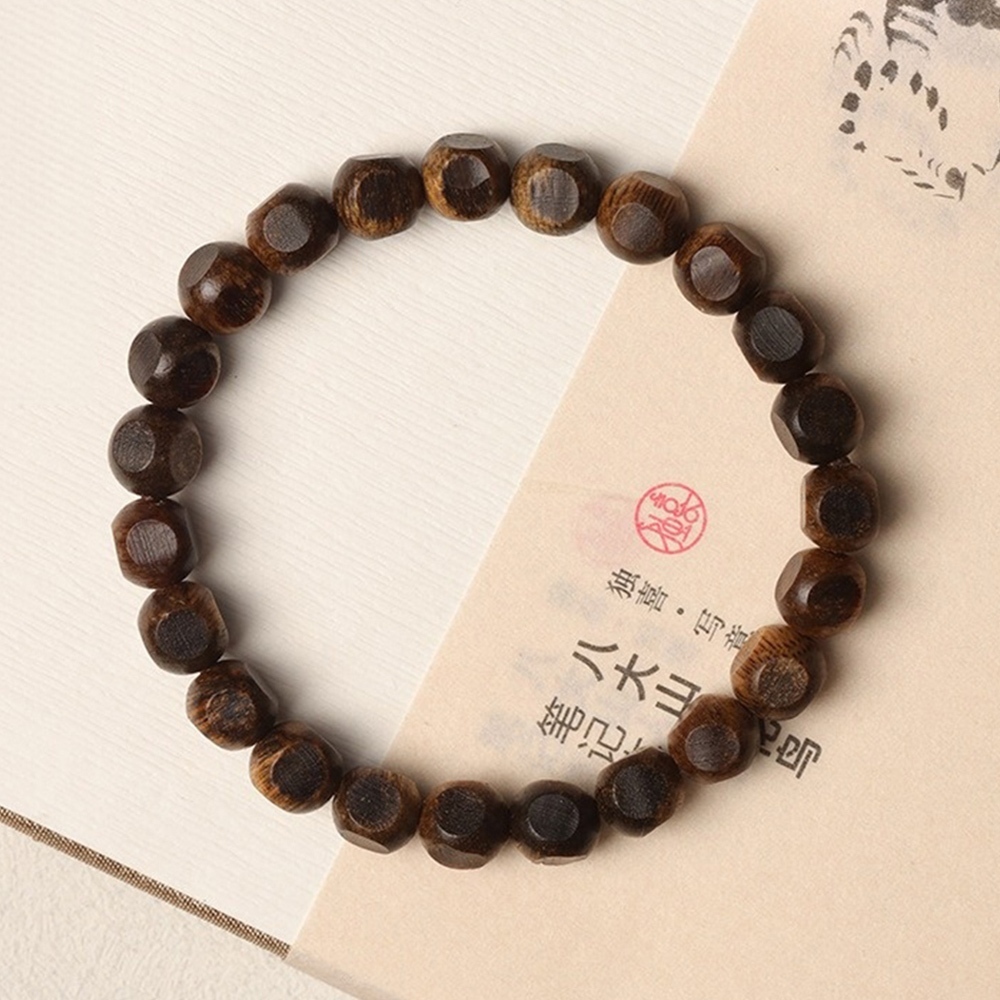 綠奇楠沉香手串 四面珠串珠素圈 文玩 飾品 佛珠手鍊 新中式手飾 678