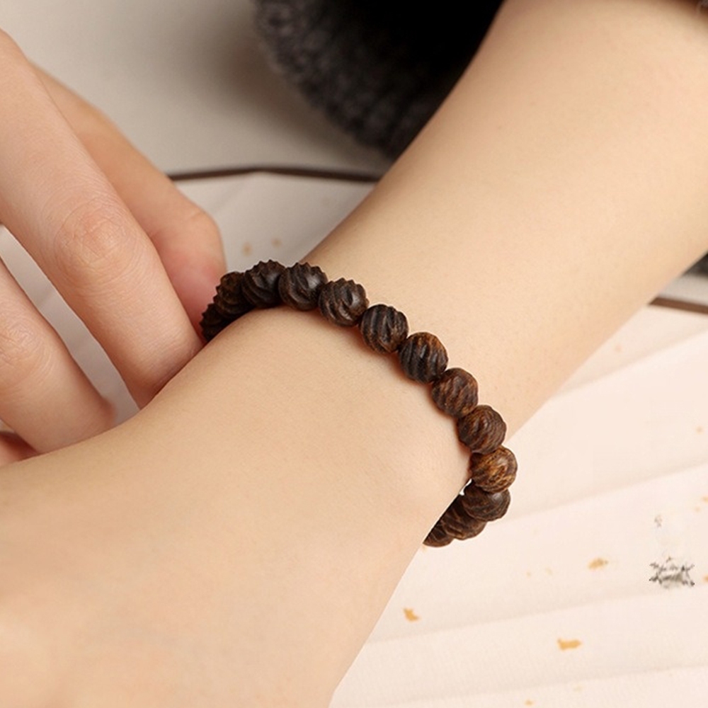 綠奇楠沉香手鍊 單圈佛珠手串 8mm沉香串珠飾品 沉香手飾 復古文玩 676