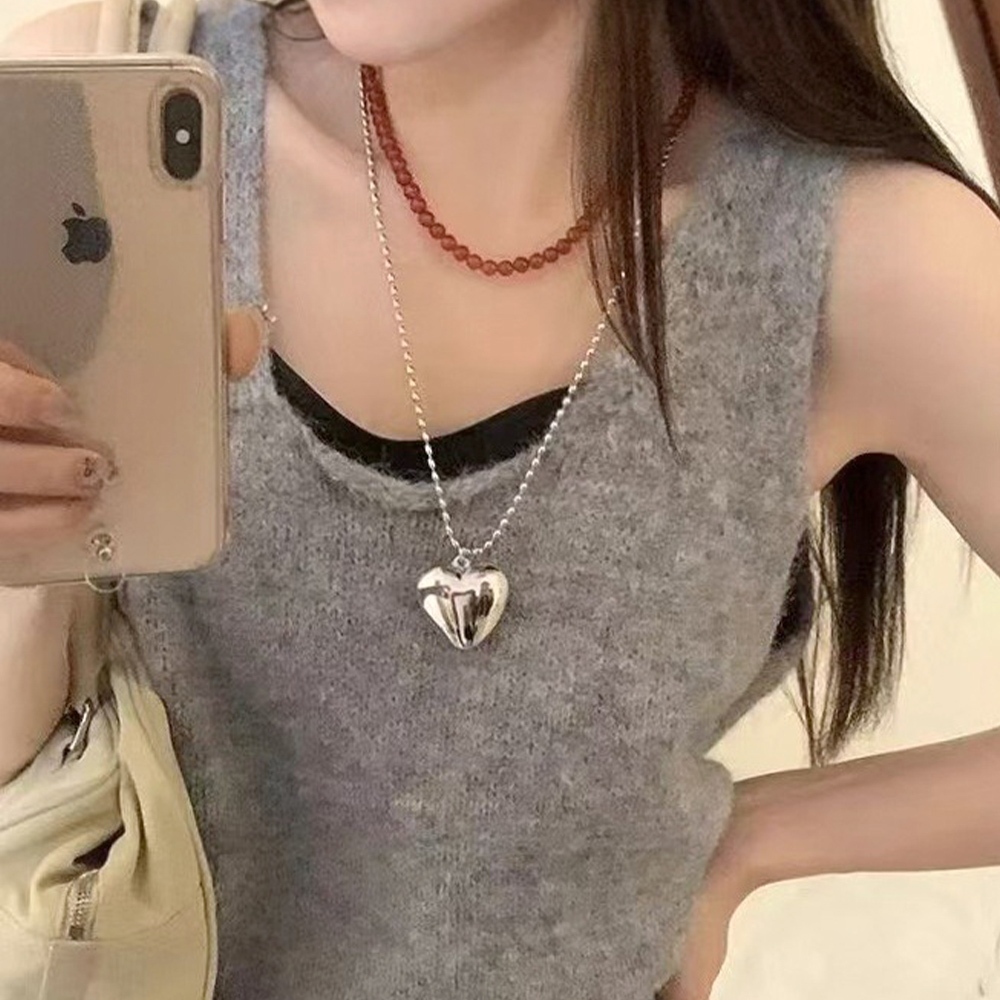 飾品 女生項鍊 愛心項鍊 毛衣鏈 長鍊 情侶對鍊 百搭 街頭風 658